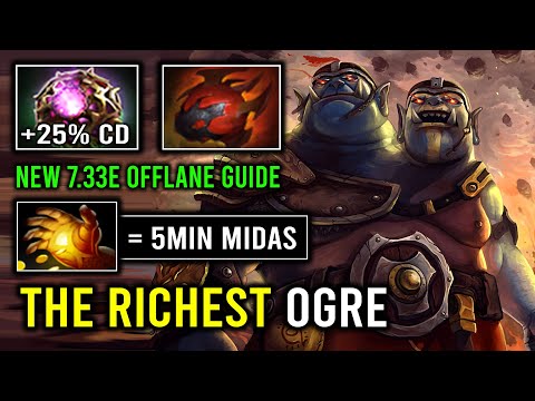 WTF 5Min Midas Super Rich Ogre Magi with Unlimited Ignite Burn Per Sec 5900 HP Dota 2