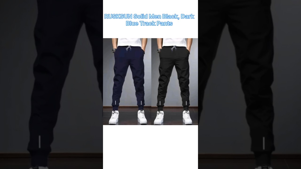 RUSKSUN Solid Men Black, Dark Blue TrackPants