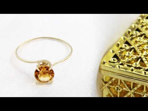 TELEIOS LUXE 18K GOLD 6MM 0.8CT CITRINE SOLITAIRE RING - 6.5 US - TL0000069