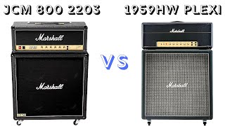 Video thumbnail for Marshall JCM 800 2203 vs Marshall 1959HW Handwired Super Lead Plexi by Hollywood Rare Guitars