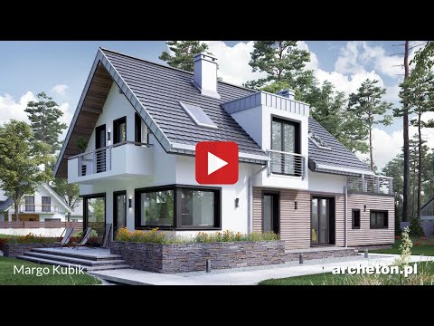 Projekt domu Margo Kubik - archeton.pl - z użytkowym poddaszem 161,6 m2