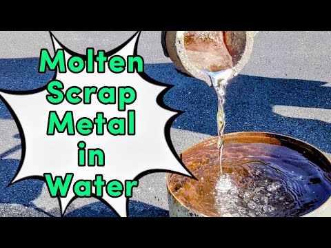 Scrap Metal In Water -Pouring Molten Metal into Water - SO COOL!!!