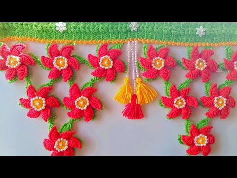 New toran design idea!Latest crochet flower toran jhalar design gate parda #2025 woolen door hanging