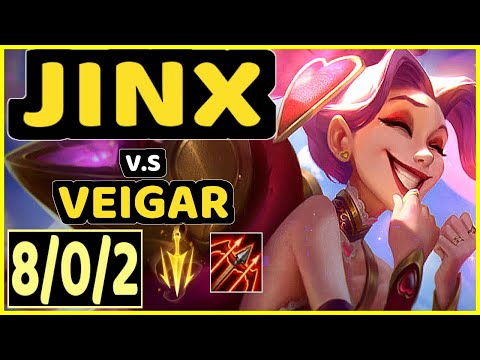 OMOK KING (JINX) vs VEIGAR - 8/0/2 KDA BOTTOM ADC GAMEPLAY - NA Ranked GRANDMASTER