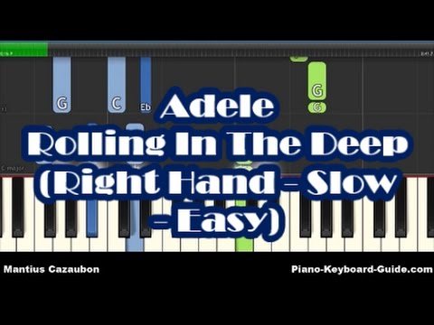 Adele - Rolling In The Deep - Slow & Easy Right Hand Piano Tutorial - Notes