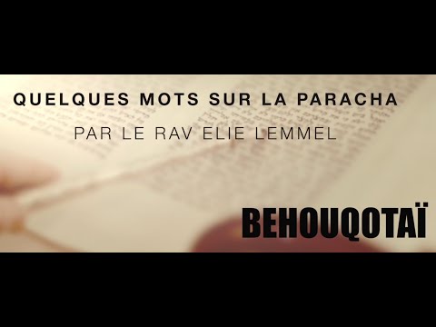 Les 2 lettres de la Délivrance... Rav Elie Lemmel - Paracha Bé'houqotaï