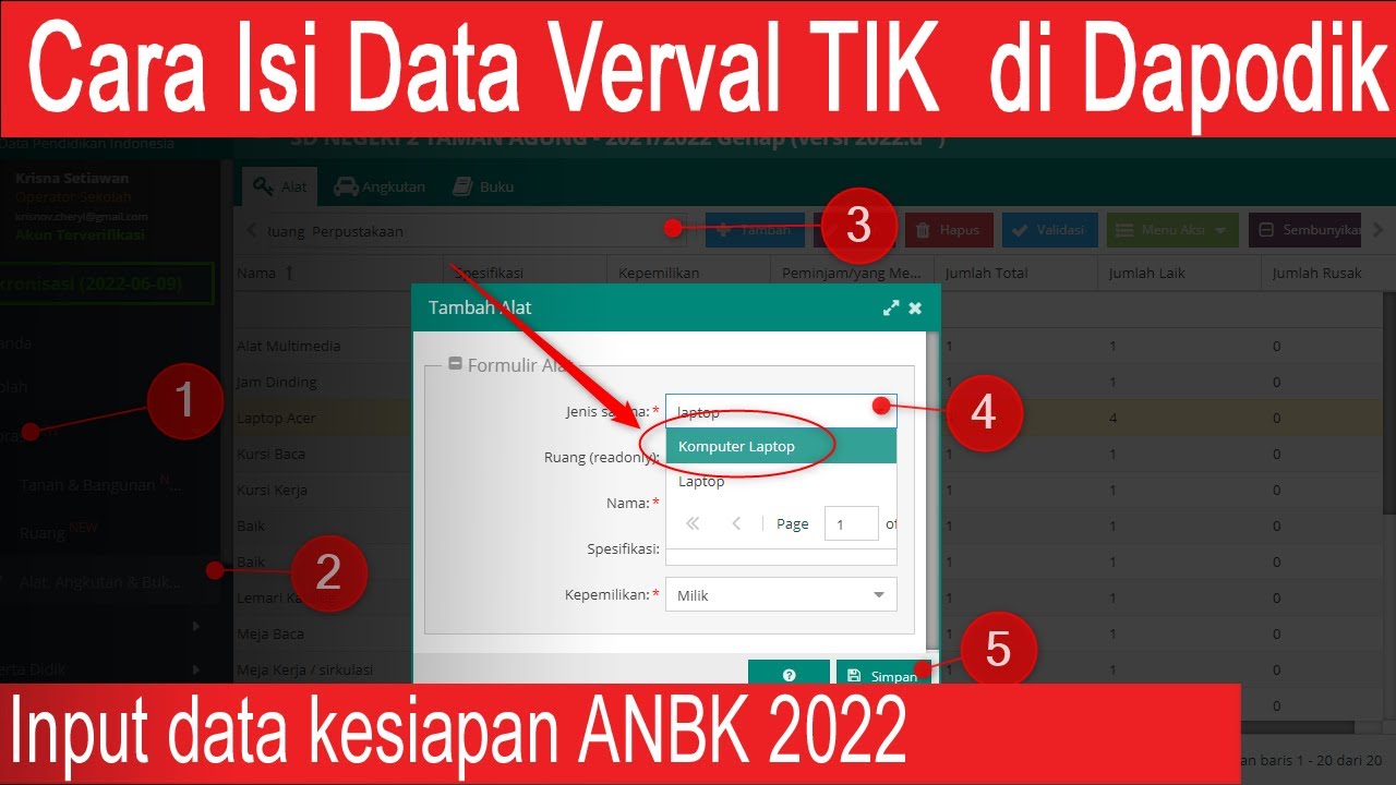 Cara Mengisi atau input data verval TIK untuk Kesiapan ANBK 2022 di Aplikasi Dapodik