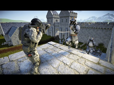 SAMURAI castle siege. Battle with Modern Soldiers! | Ultimate Epic Battle Simulator 2【UEBS2】