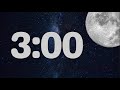 3 Minute Fun Moon Classroom Timer (No Music, Space Synth Alarm at End)