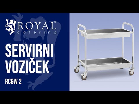 videoposnetek - Servirni voziček - 2 pladnja za posodo - do 320 kg