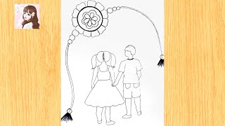 Raksha bandhan special drawing || Brother and sisters Drawing for raksha bandhan very easy || Rakhi