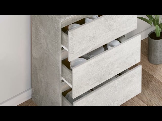 Vidéo teaser pour 801386 vidaXL Sideboard Concrete Grey 60x35x76 cm Engineered Wood