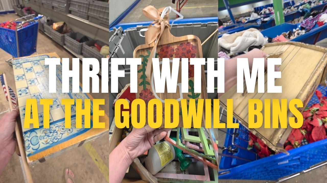 Thrift with me at the Goodwill Outlet Bins • thrifting for resale