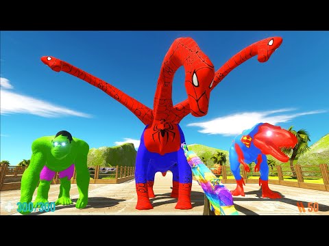 DEATH RUN vs HYDRA SPIDERMAN BRACHIOSAURUS - Animal Revolt Battle Simulator