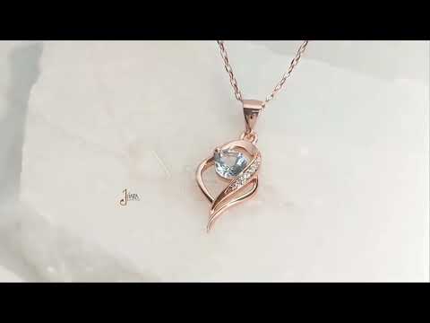 925 Sterling Silver Natural Gemstone Sky Blue Topaz rhodium Heart Pendant Women Jewelry