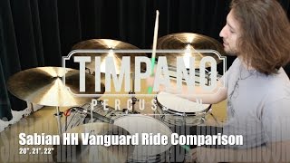 Video thumbnail for Sabian HH Vanguard Ride Comparison: 20", 21", 22" by Timpano-percussion