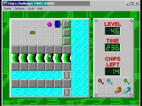 Chip's Challenge 1 Level 46 (Three Doors) - 222 seconds