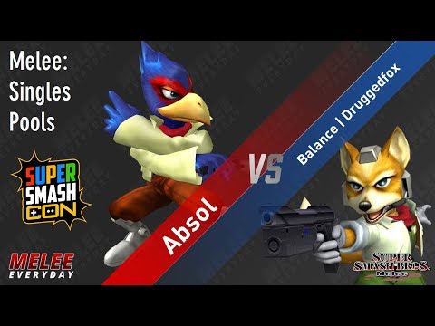Super Smash Con 2017 - Absol (Falco) vs. Balance | Druggedfox (Fox) - SSBM - Singles, Pools