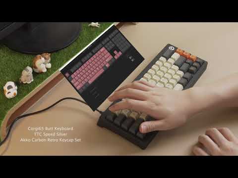 Corgi65 Butt Keyboard Typing Sounds | TTC Speed Silver, Akko Carbon Retro Keycap Set