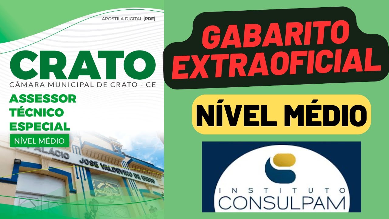 GABARITO de MATEMÁTICA - CAMÂRA MUNICIPAL DO CRATO/CE  - Nível MÉDIO - ASSESSOR TÉCNICO - CONSULPAM