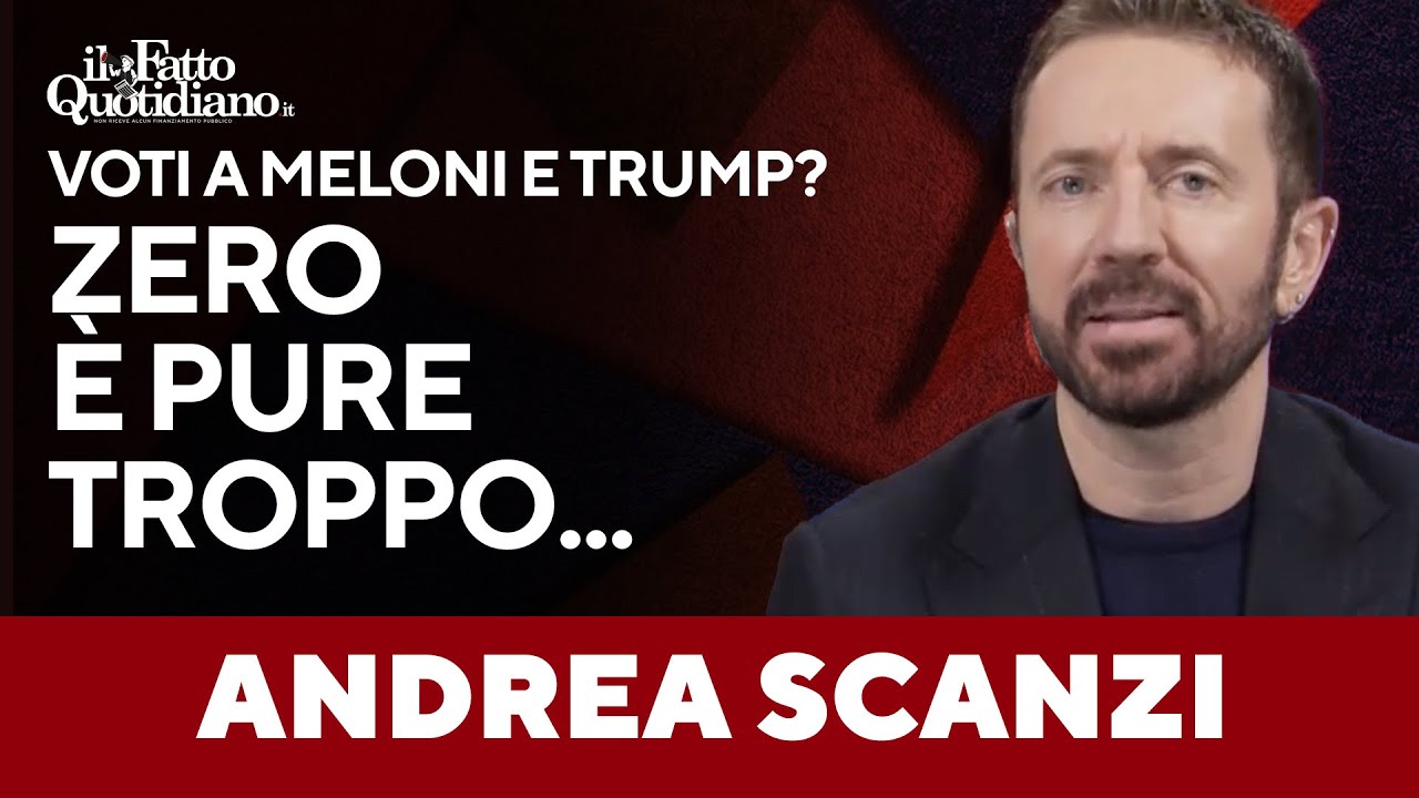 I voti di Scanzi a Meloni e Trump: "Zero è pure troppo". Ecco cosa ha detto