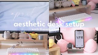 My desk setup & tour 🌷☁️ (aesthetic & organized)