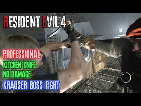 Krauser Boss Fight - Professional Kitchen Knife Only/No Damage - Resident Evil 4 Remake [4K 60FPS]
