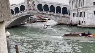 Venice - Rialto Bridge View from the Hotel Al Ponte Antico - Grand Canal Traffic