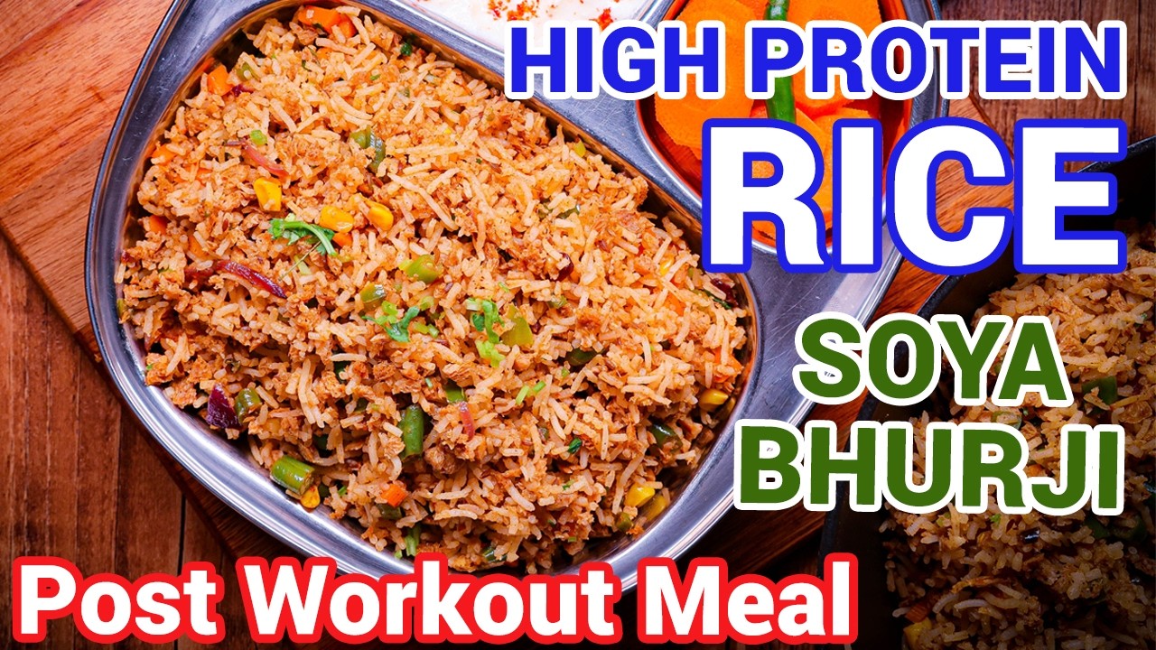 Soya Bhurji Rice 💪 High Protein Rice - Balanced Diet Meal | Quick Post Workout Recipe 😍🔥