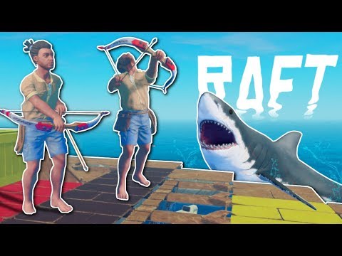 BOW HUNTING SEAGULLS & SHARK?! - Raft Multiplayer Gameplay - Survival Raft Building Game