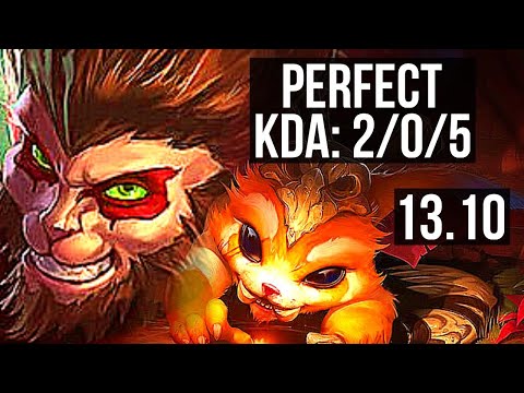 WUKONG vs GNAR (TOP) | 5.1M mastery, 2/0/5, 500+ games | KR Master | 13.10