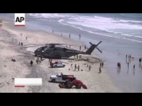 A huge Marine Corps helicopter made an emergency landing on a Southern California beach on Wednesday