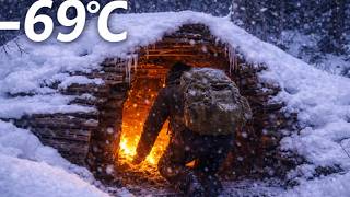 Survival in -69°C Ice and Snow | No Electricity, Building a Wooden House in the Deep Forest"