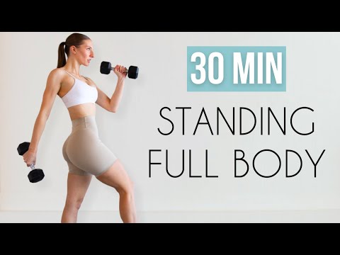 30 MIN ALL STANDING FULL BODY WORKOUT - With Dumbbells (Strength, No Jumping)