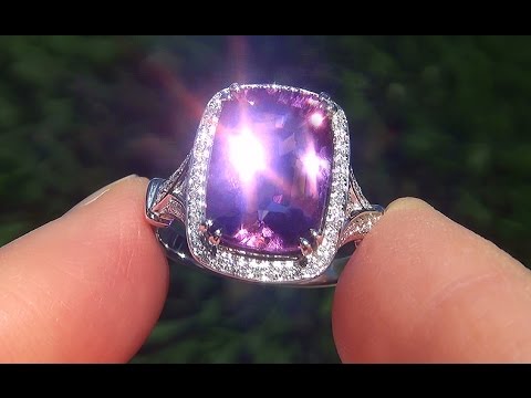 GIA Certified UNHEATED Natural Copper & Manganese Bearing Pink Tourmaline & Diamond Ring - A141600