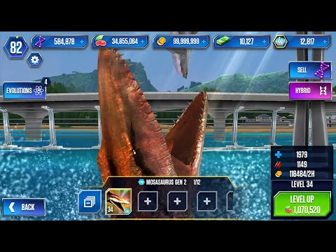 MOSASAURUS GEN 2 MAX LEVEL 40 - Jurassic World The Game - (iOS, Android) Gameplay HD