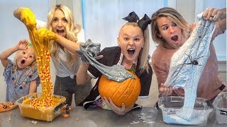 ULTIMATE HALLOWEEN SLIME CONTEST W/ JOJO SIWA!!! Making real PUMPKIN, SPIDER WEB, & CANDY CORN slime
