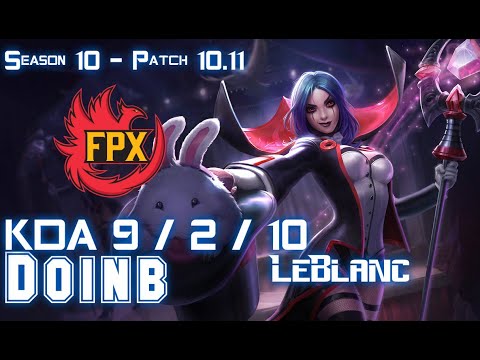 FPX Doinb LEBLANC vs LUCIAN Mid - Patch 10.11 KR Ranked