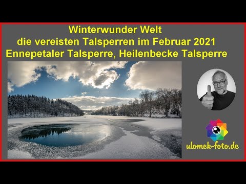 Ennepe- und Heilenbecke Talsperre mit Eis im Februar 2021 während der Kälteperiode