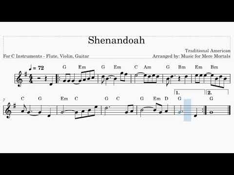 Shenandoah - Beginner  – Play Along for Violin, Flute or Guitar