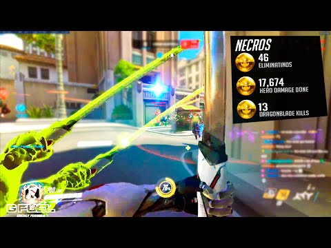 Necros Genji One Trick - 46 elims! [ Overwatch Season 30 Top 500 ]