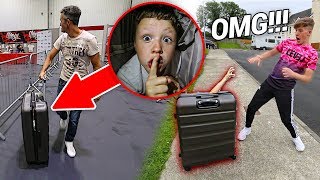My Little Brother Spent the Day in a Suitcase and it was HILARIOUS... (24 Hour Challenge)