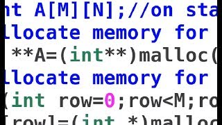 Short lecture 11: C program - 2d array malloc - random matrix on heap