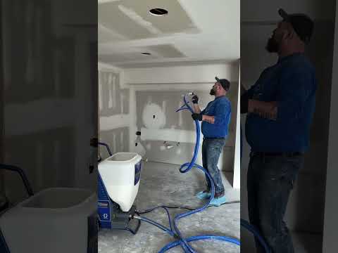 Spraying Knockdown Texture with Graco RTX Sprayer | Drywall #shorts