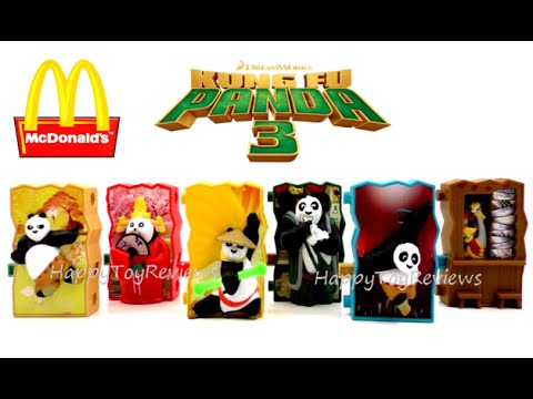 2016 KUNG FU PANDA 3 MOVIE McDONALD'S DREAMWORKS SET OF 6 HAPPY MEAL KIDS TOYS VIDEO REVIEW ASIA Video
