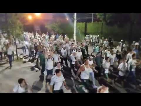 Caminhada da Mancha Verde rumo ao Estádio Bruno Daniel em Santo André