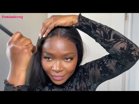 HD Lace Wear Go Glueless Wigs 5x5 Lace Human Hair Wigs With Bangs Straight Body Wave