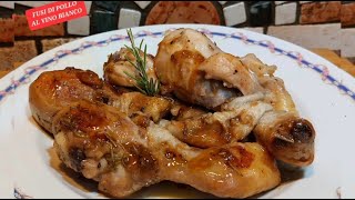FUSI DI POLLO AL VINO BIANCO.  Ricetta facile, semplice e gustosa.