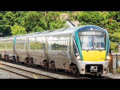 Irish Rail 22000 class ICR 22363 passes through Hazelhatch Station, Co Kildare.