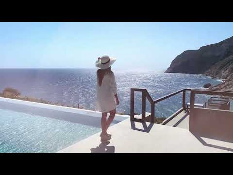 Milos Cove Luxury Hotel in Milos Island, 4K drone video